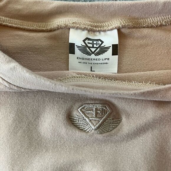 Engineered Life Faux Distressed Sleeve Cropped Athletic Sweatshirt Large - Picture 7 of 9